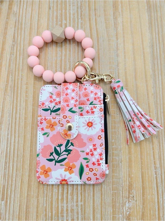None Accessories - NWOT Boho Pink Floral Wristlet Card Holder Wallet - OS